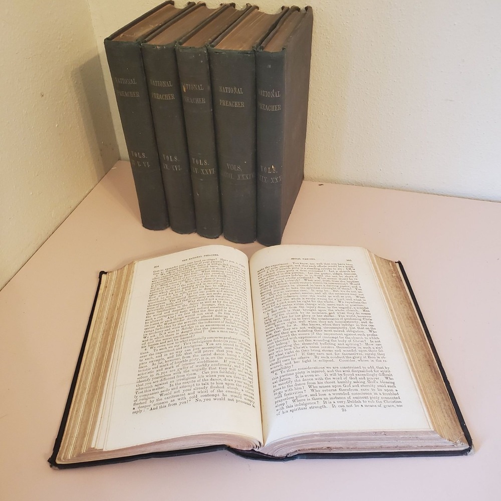 National Preacher Village Pulpit 1800s Books Staging Decor Study Monthly Sermons